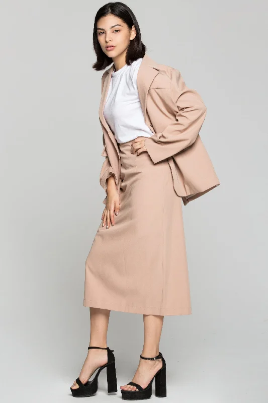 Light Tan Blazer and Skirt Set