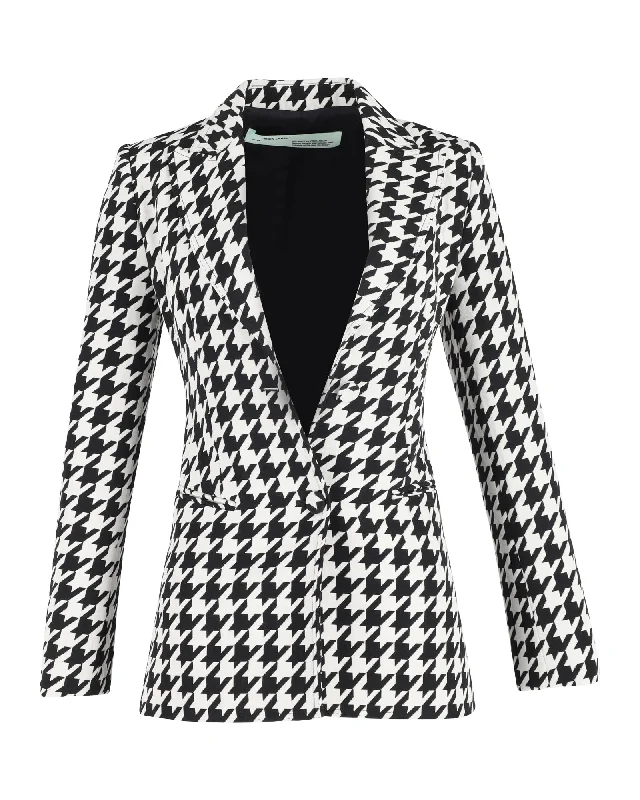 Off-White Houndstooth Blazer in Black and White Wool