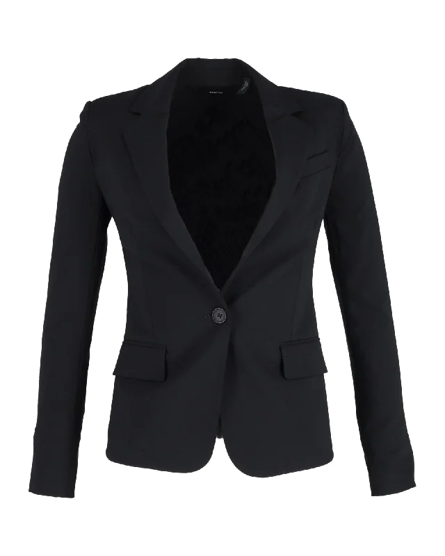 Theory Single-Breasted Blazer in Black Cotton